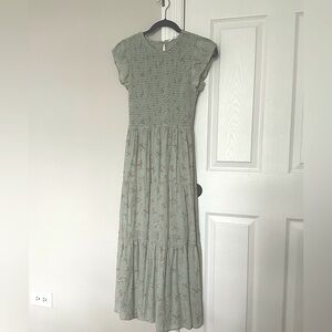 By the Diver Maxi/Midi Cap Sleeve Dress mint green floral